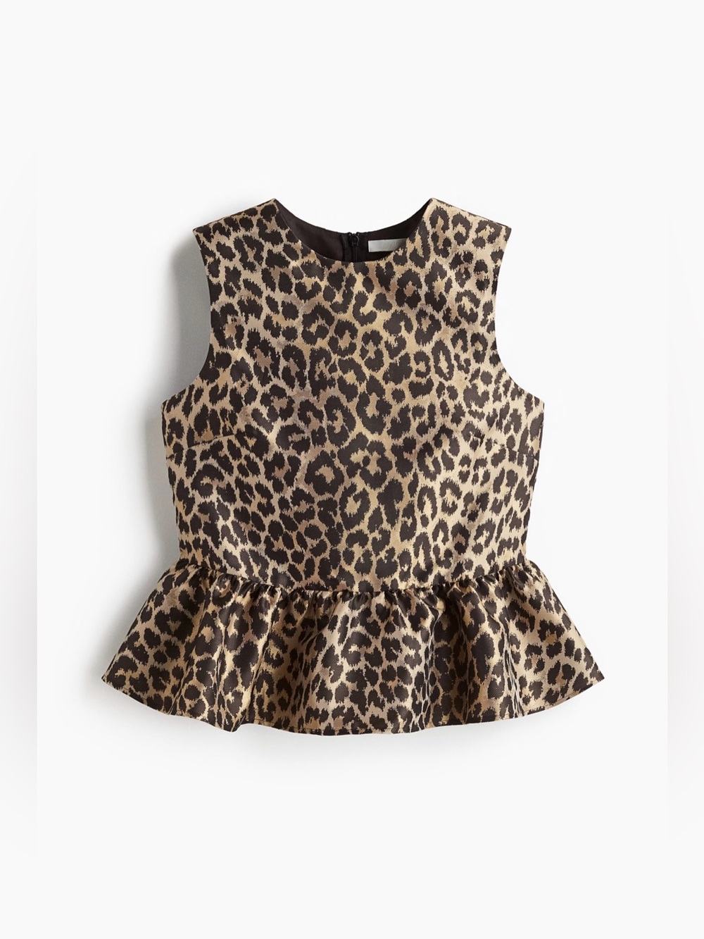 H&M Sleeveless Leopard Print Peplum Top - Tan/Black - Picture 5 of 9